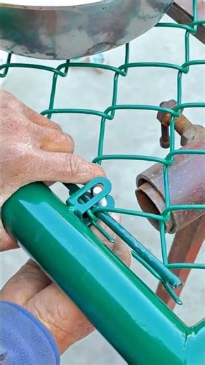 Securing Wire Mesh to a Metal Frame Using a Fastening Tool for Neat Installation #shorts