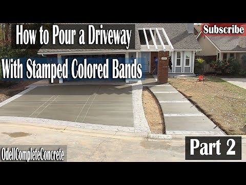 How to Pour a Concrete Driveway With Random Stone Stamped Bands Part 2