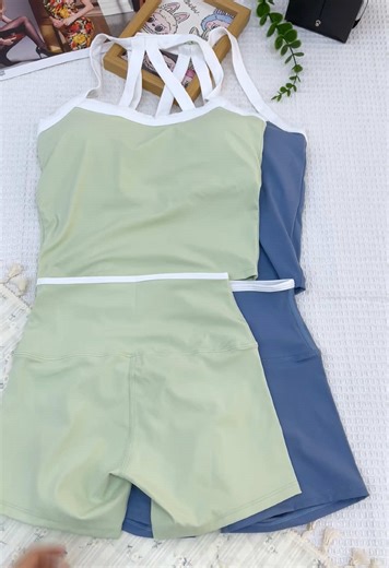 Women's Workout Outfit, Backless Design & Sculpting Fit #tiktokshopholidayhaul#spotlightfinds#gif #Soft #Stretchy #Backless #Halter #Activewear #Lace #Trim #Gym #Training #Athleisure #Comfortable #CasualWear #Workout #Jumpsuit #jumpsuitstyle #sportswear #traingclothes #gymgirl #gymoutfit #lifestyle #yogaset #workoutset #activewearset #twopieceset #sportsset #colorblock #crisscrossback #backlesstop #croptop #tightshorts #gymwear #running #fitness #athleisure