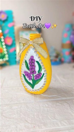 DIY Bottle Art💜✨️||Diy Lavender||Bottle Painting#diy#flowers#ytshorts#craftideas #creativeart#craft