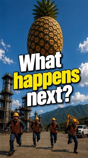 The giant pineapple unexpectedly falls from the sky, and what happens next? #giantfruit #amazing