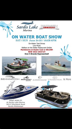 Save The Date! #On Water Boat Show Sardis Lake (Mississippi) at Sardis Lake Marina. | Southaven RV & Marine