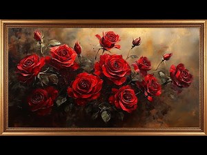 Romantic Red Roses Gallery 🌹 | Valentine Ambience with Music | Frame TV Art Screensaver 4K