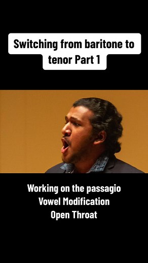 Beginning the switch from baritone to tenor is an extraordinary task. Heres a clip from a lesson with my teacher working on the passagio. Join me on the Road to becoming a Tenor! #operasinger #indianoperasinger #baritonetenor