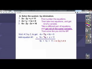 Solving Systems of Equations in Three Variables - Sections 2.1 and 2.2
