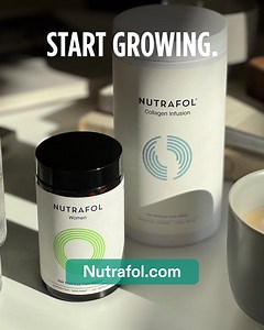 22K views · 44 reactions | Nutrafol Strengthening Hair Growth Duo pairs clinically effective Hair Growth Nutraceuticals with Collagen Infusion peptide powder. Together, this duo improves hair growth with added support from strengthening Marine Collagen Peptides to combat the effects of aging on hair. | Nutrafol | Facebook