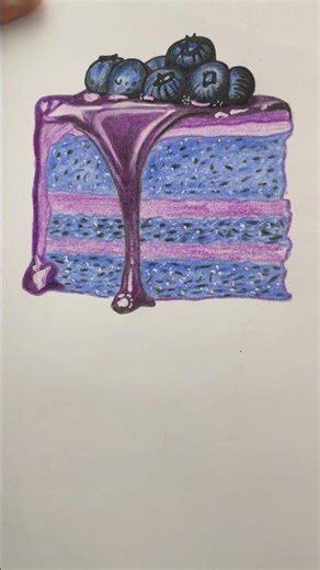 “Realistic Blueberry Cake Drawing | Dessert Art” #shorts
