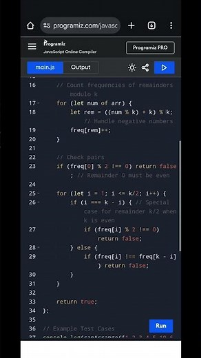 ✅ Divide Array into Pairs Divisible by K | JavaScript Solution Explained