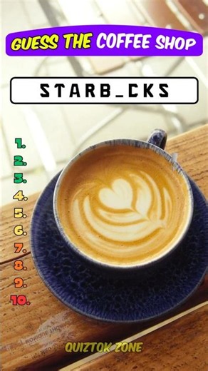 Can You Guess These 10 Popular Coffee Shops? ☕ Missing Letter Quiz Challenge! #quizshorts