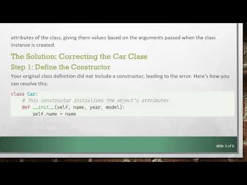 Resolving the TypeError: Understanding Constructors in Python Classes