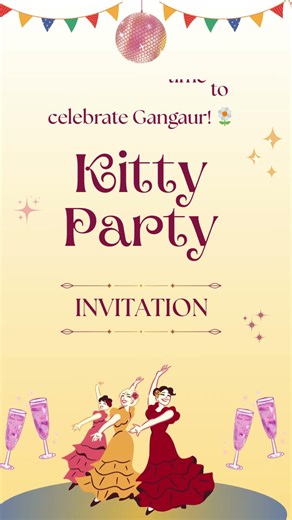 Gangaur Theme Kitty Party Invitation 🌼 | Fun Kitty Party Theme Ideas