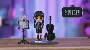 WEDNESDAY Deluxe 6-inch Articulated Figure, 11-Pieces, Interchangeable Face Plates and Fashion, Customizable Collectible Figurine, Kids Toys for Ages 3 Up by Just Play