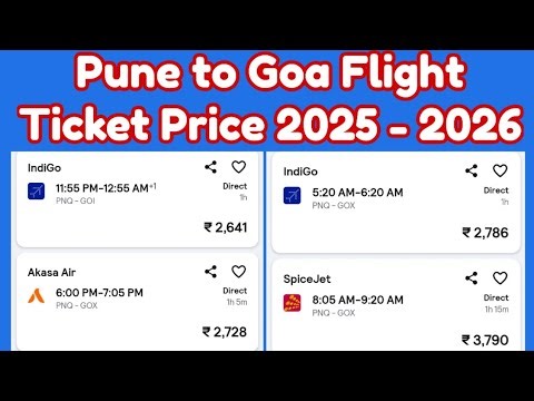 Pune to Goa Flight Ticket Price 2025 - 2026
