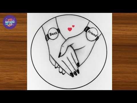 BFF Drawing Easy Step by Step | Best Friends Hand Pencil Sketch | Drawing Tutorial for Beginners