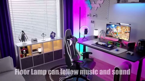 LED Corner Floor Lamp,Color Changing Living Room Mood Light,Remote & App Control,Music Sync,USB Plug