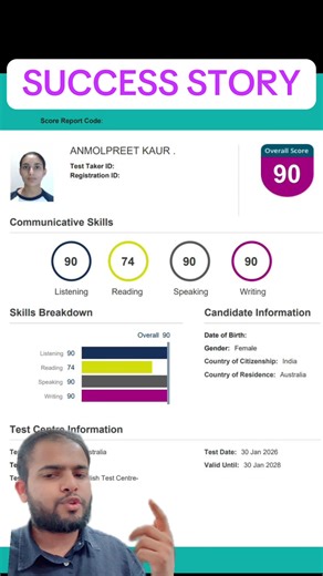🔥 ANOTHER SUPERIOR RESULT IN JUST 2 WEEKS! 🔥 Anmol gave her exam on 30th January and achieved her desired Superior score: ✅ Listening – 79 ✅ Reading – 74 ✅ Speaking – 79 ✅ Writing – 79 Only 2 weeks of preparation at IPT Brisbane — and the result speaks for itself 💯 Yes, templates are working. Yes, strategies are working. Yes, summarization techniques are working. But only when you use them SMARTLY. Stop focusing only on essays. Start mastering Summarize Written Text & Summarize Spoken Text — 