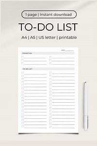 Liste de tâches imprimable | Liste de contrôle quotidienne et hebdomadaire du planificateur pdf | Liste |de contrôle des tâches d’impression à domicile au format lettre A4 et Us Téléchargement instantané - Etsy France