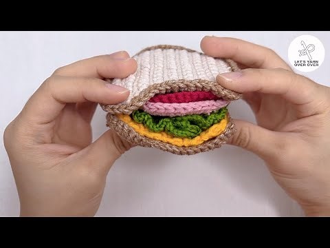 Crochet a Sandwich with Bread Toast, Lettuce, Slices of Cheese, Tomato & Meat | Crochet Play Food