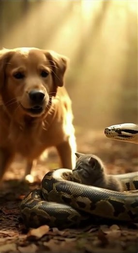 Golden Retriever Saves a Kitten from a Python | Heartwarming Animal Rescue