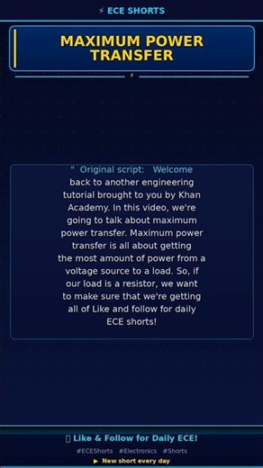 ⚡ Maximum Power Transfer Explained! #Shorts