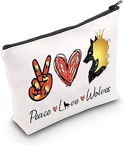 CMNIM Wolf Gifts Wolf Makeup Bag Peace Love Wolves Queen Shadow Inspirational Zipper Pouch Bag for Wolf Lover Pride Gift (Wolves Howling Makeup Bag)