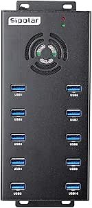 Powered USB Hub 3.0, Sipolar 10-Port USB Hub with 12V 10A Power Adapter, Multi USB Port Expander Fast Data Transfer USB Data Hub Splitter for Laptop, PC,Mobile, Mobile HDD, Flash Drives