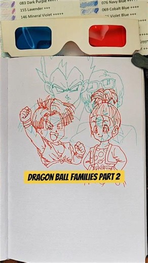 Red and Blue Drawing 3D- dragon ball families part 2