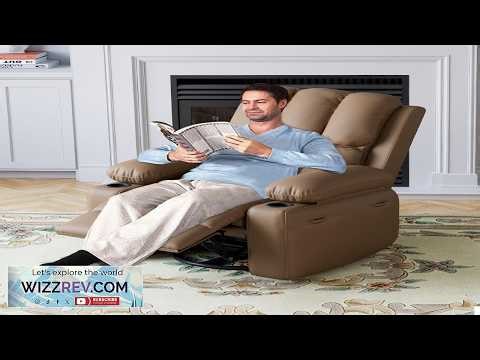 Garvee Large PU Leather Manual Recliner Chair with Cup Holders Padded Arms