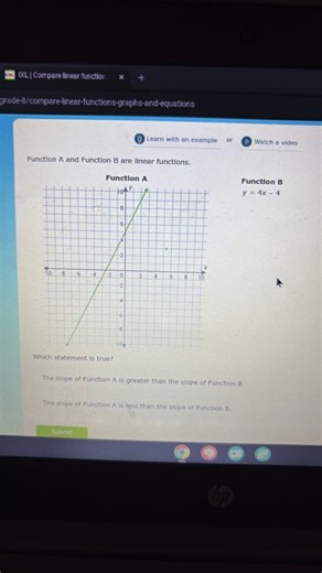 Function A and Function B are linear functions.  Function A (Gr... | Filo