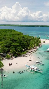 Beautiful sandy beach on a tropical island. Virgin Island, Philippines.