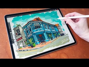 Loose Urban Sketching Style with Procreate - Shophouse 110
