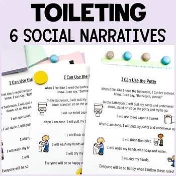 Toilet Training 6 Social Narrative Visual Cues - Toileting Autism, ABA Classroom
