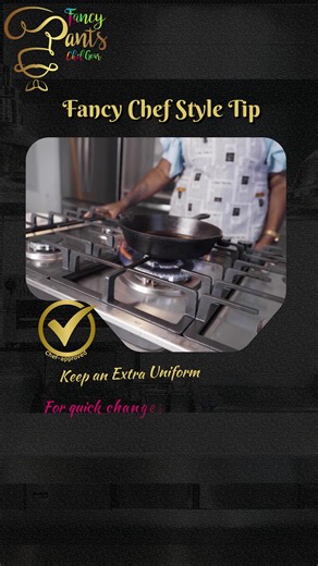 Chef tip you’ll thank yourself for later. 👀✨ Always bring an extra uniform to your shift. Spills, splashes, and long services happen, and having a fresh set keeps you looking sharp and feeling confident until the last plate goes out. Professional, prepared, and ready for anything. Save this tip and tag a chef who needs the reminder. #ChefLife #KitchenTips #ChefStyle #CulinaryLife #FancyPantsChefGear