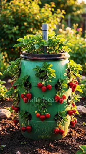 DIY Vertical Garden Tower from a Plastic Barrel | Short Video | Crafty Ideas Hub