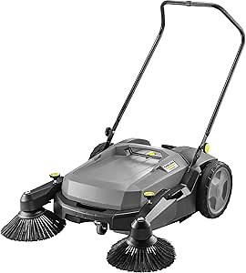 22" Battery Powered Push Sweeper with Double Brush System 18V Lithium-Ion