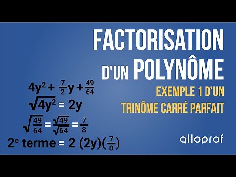 Factorisation d'un polynôme : exemple 1 du trinôme carré parfait | Mathématiques | Alloprof