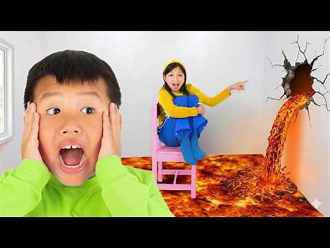The Floor Turned to Lava! Kaden and Eva Run!