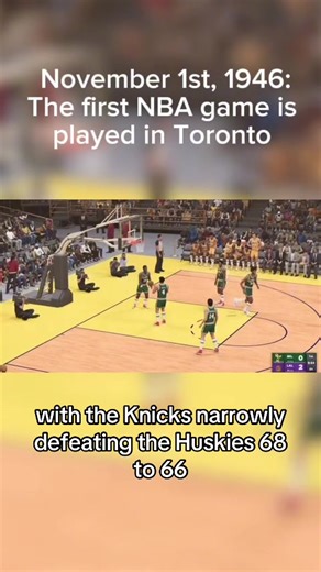 On November 1st, 1946: On this day in history, the first-ever NBA game tipped off in 1946! Knicks vs. Huskies in Toronto started the journey of a league that would become a global phenomenon. 🌎✨ #OnThisDay #NBA #Basketball #fyp #sports