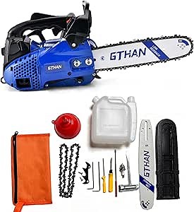 GTHANTOOLS 25.4cc Top Handle Chainsaw 2-Cycle Gas Chainsaw 12 Inch Petrol Handheld Cordless Portable Chain Saws for Trees Gas Powered Wood Cutting