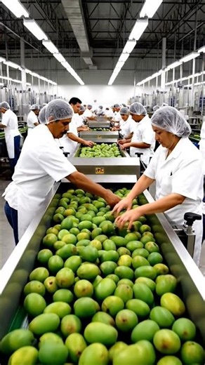 Inside a Raw mango factory: Sorting, Slicing and Packing (Full Process)