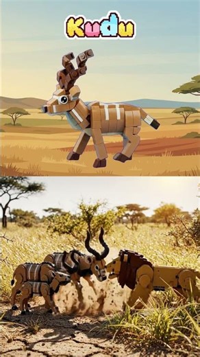 I J K L LEGO Animals: Impala Jaguar Kudu Lion 🛡️ Dad Protects Baby 🦁🐣