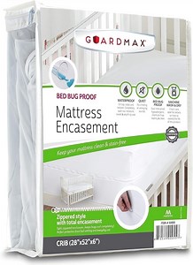 Guardmax Jersey Knitted Crib Size Zippered Mattress Encasement - Waterproof & Bed Bug Proof Mattress Protector - Comfortable, Soft, and Noiseless Zippered Bedding - Dust Mite Proof (28 x 52 x 6)
