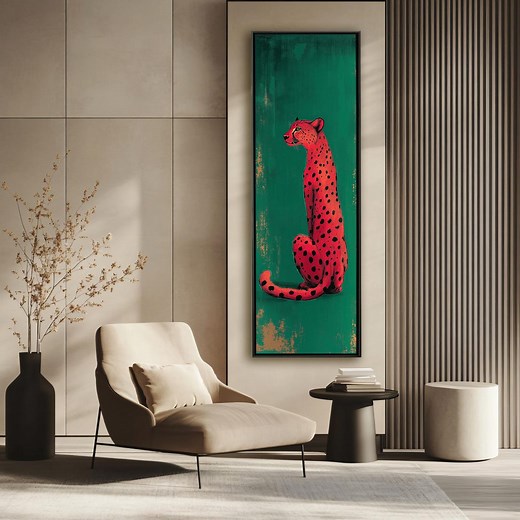 Pink Cheetah Art Print: Emerald Green, Modern Minimalist Home Decor - Etsy