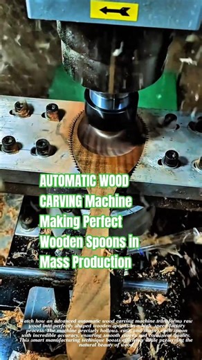 AUTOMATIC WOOD CARVING Machine Making Perfect Wooden Spoons in Mass Production #shortvideo