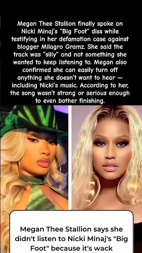 “In Court, Megan Drags Nicki’s Diss: ‘I Turned It Off.’” #celebritynews