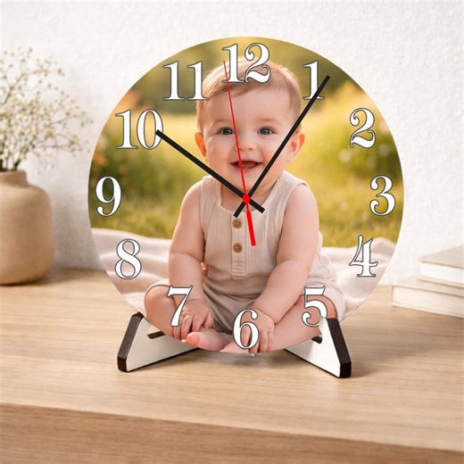 Custom Baby Photo Wall Clock – Personalized Nursery Decor – Newborn Gift for Mom & Dad - Etsy