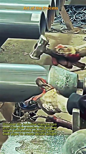 Industrial Steel Pipe Capping and Gas Welding Process #worker #process #welding #machining #factory