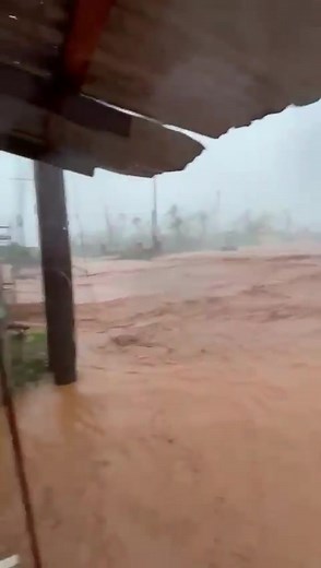 Major inland river and fresh water floods engulfed several entire homes from Melissa in Jamaica Tuesday. This in St. Elizabeth Parish between Black River and Mandeville. | Meteorologist Noah Bergren