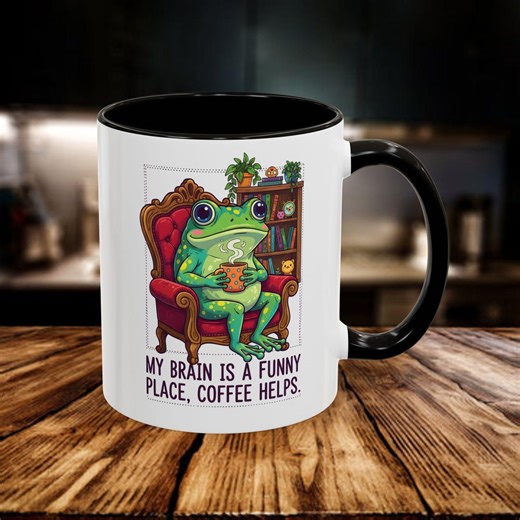 Frog on Armchair Holding Coffee Mug, Cute Whimsical Amphibian Ceramic Cup, Cozy Reading Gift for Introvert - Etsy