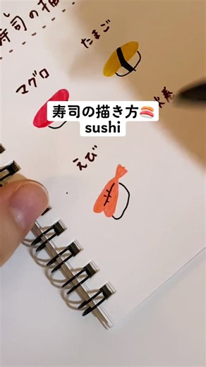 寿司の描き方と納豆巻きのイラスト